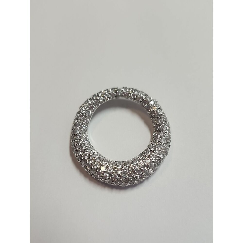 Sterling Silver Plated Pave Crystal Circle Pendant - Women's Jewelry